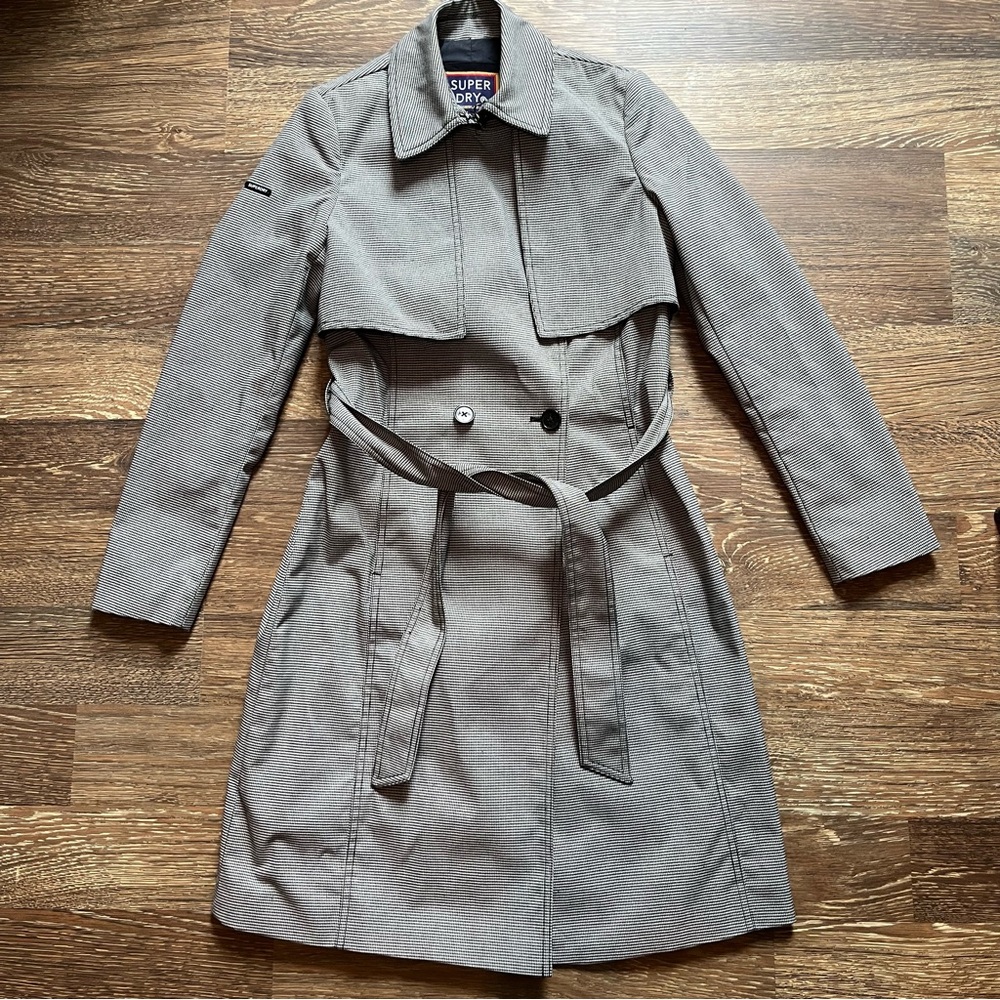Super Dry Tokyo Made in Japan Houndstooth Trench Coat Jacket superdry